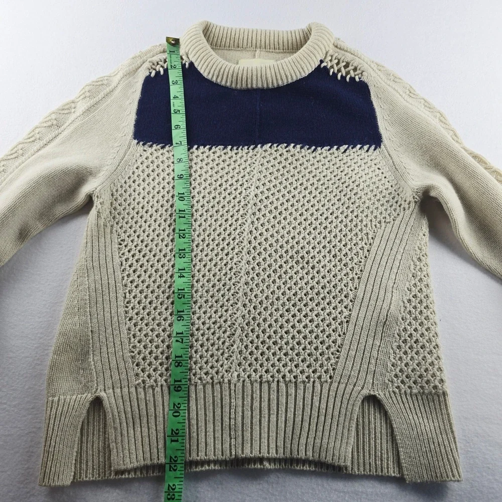 Zadig & Voltaire Rozenn Wool Cashmere Sweater Knit Cream Blue Womens Size Medium